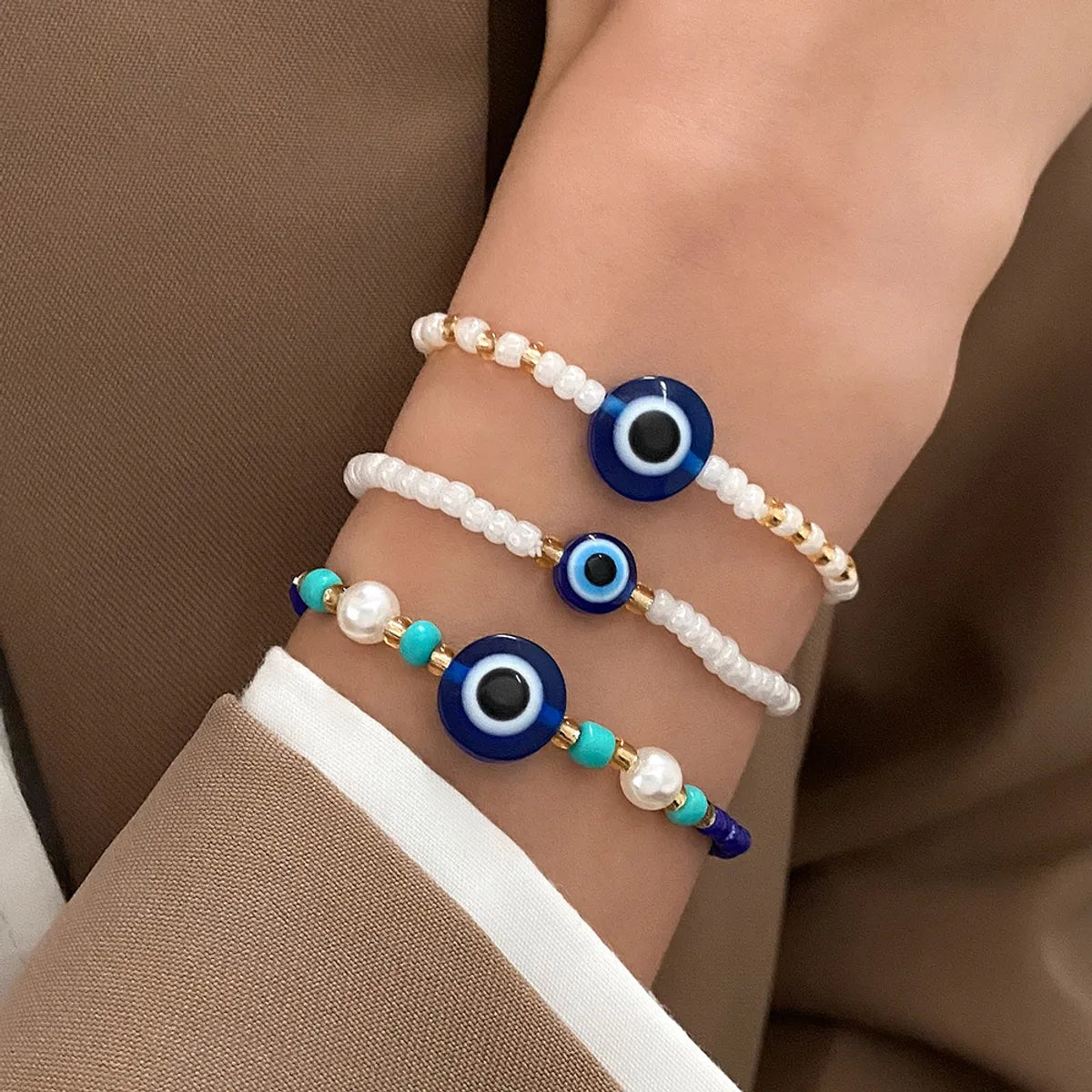 women’s celestial bangles-Retro Simple Style Devil's Eye Beaded Resin Women's Bracelets