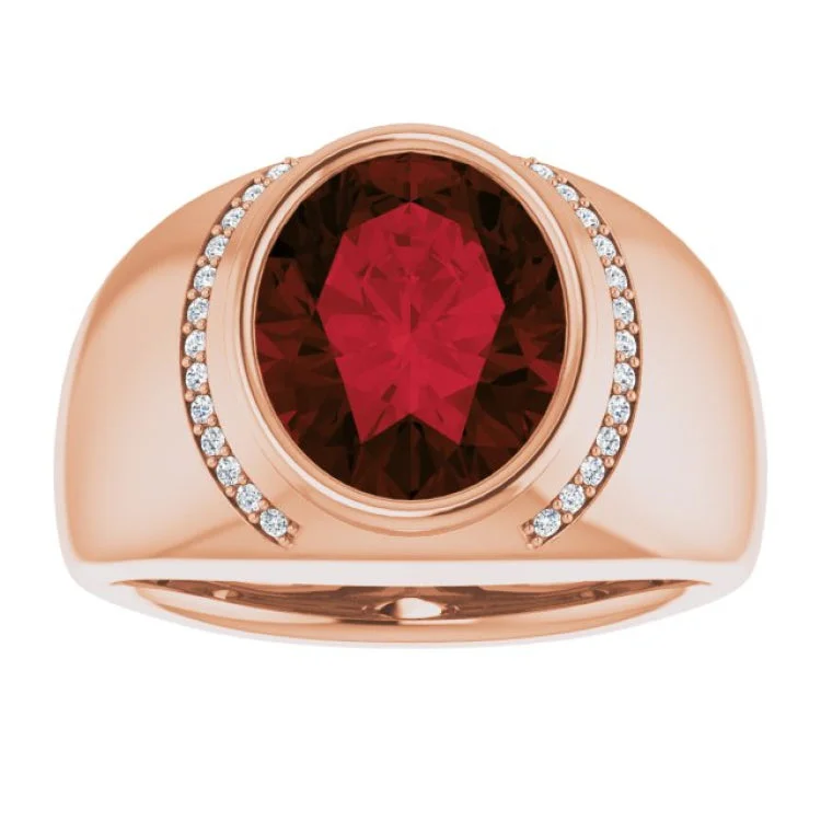 women’s classic solitaire rings-14K Rose Natural Mozambique Garnet & 1/8 CTW Natural Diamond Ring