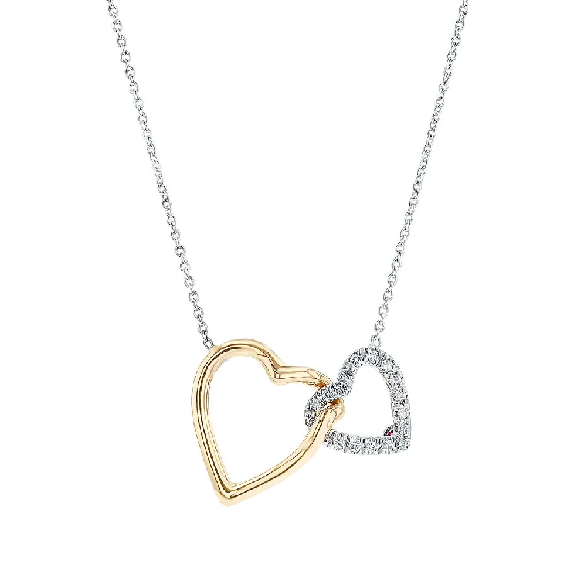 women’s trendy silver necklaces-women’s trendy silver necklaces-18K Two-Tone Double Heart Pendant Necklace