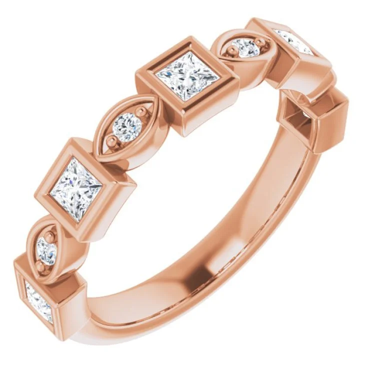 women’s plain gold rings-women’s plain gold rings-14K Rose 1/2 CTW Natural Diamond Anniversary Band