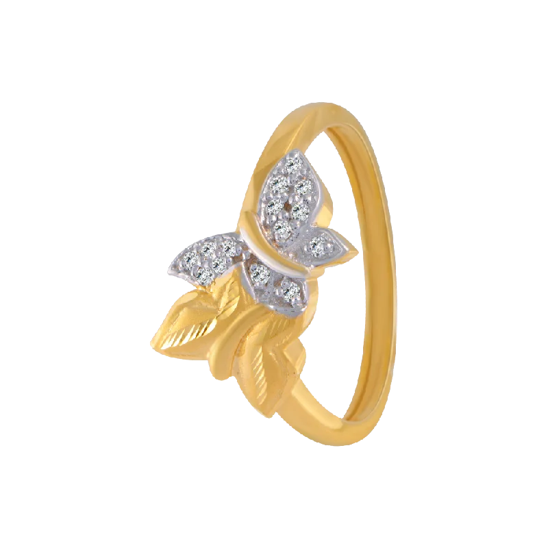 women’s vintage diamond rings-14KT (585) Yellow Gold And American Diamond Ring For Women