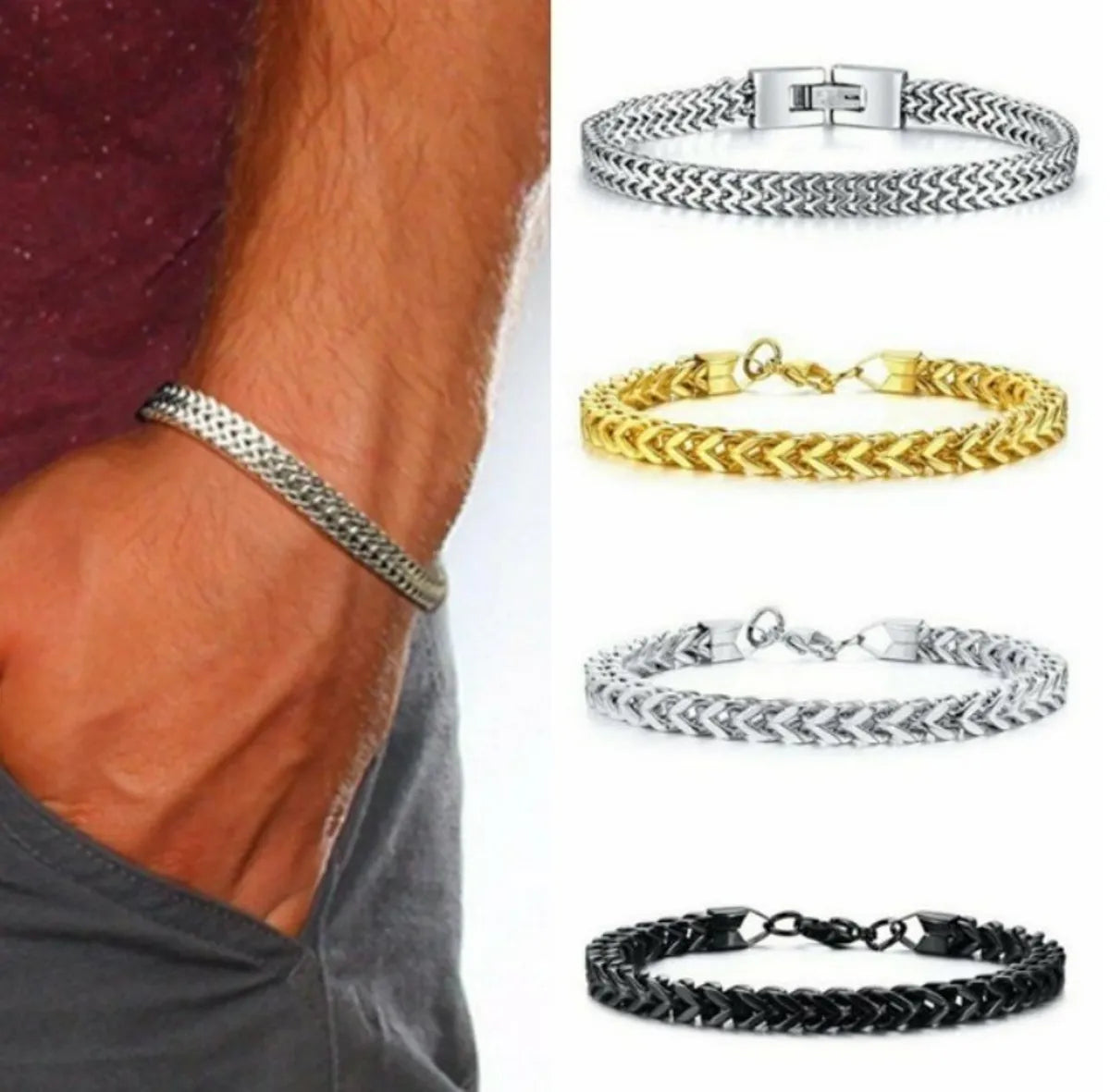 women’s celestial bangles-Fashion Solid Color Titanium Steel Chain Bracelets