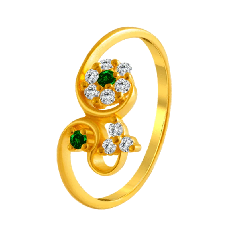 women’s birthstone rings-22KT Yellow Gold And American Diamond Ring For Women