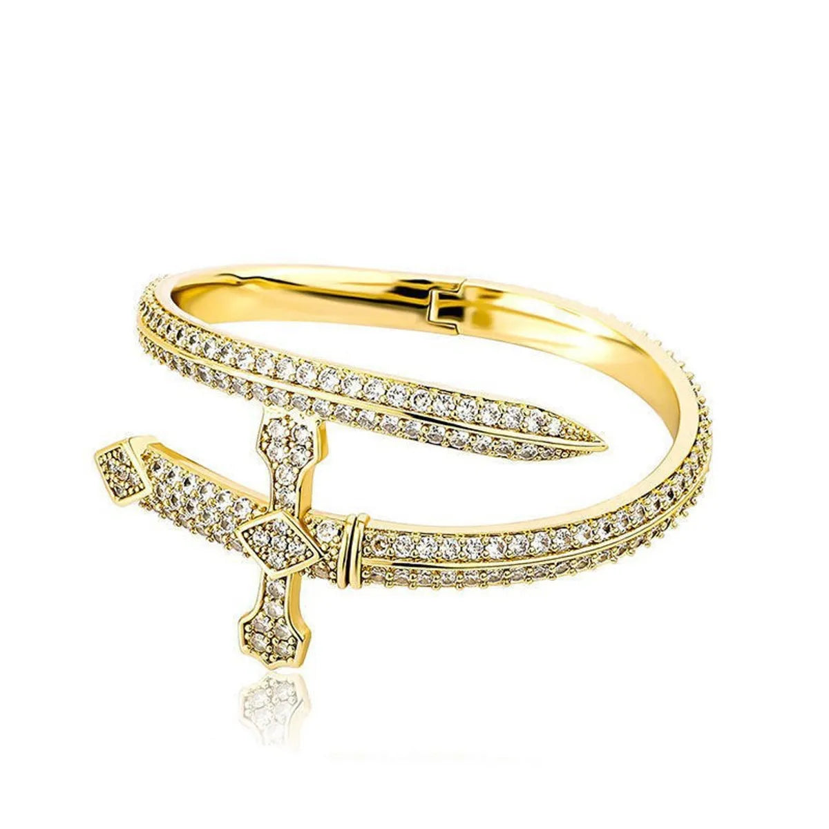 women’s cuff bracelets-Cool Style Cross Zircon Alloy Wholesale Bangle