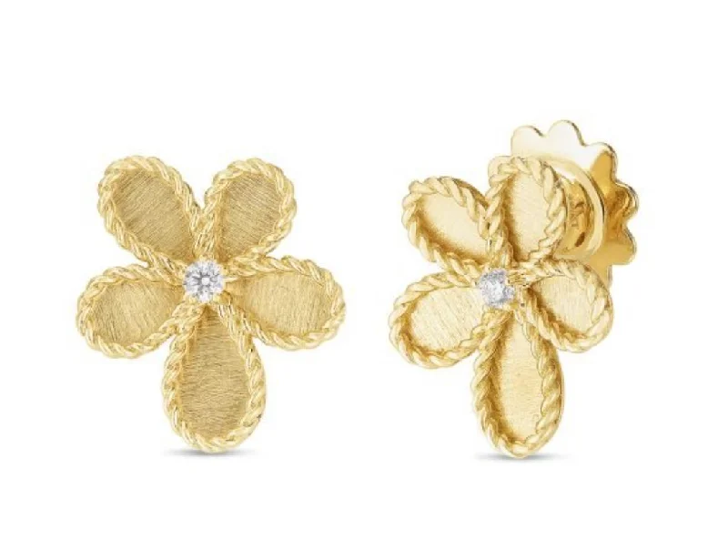 women’s luxury gemstone earrings-0.07ct Diamond Jasmine Flower Earrings in 18K Yellow Gold