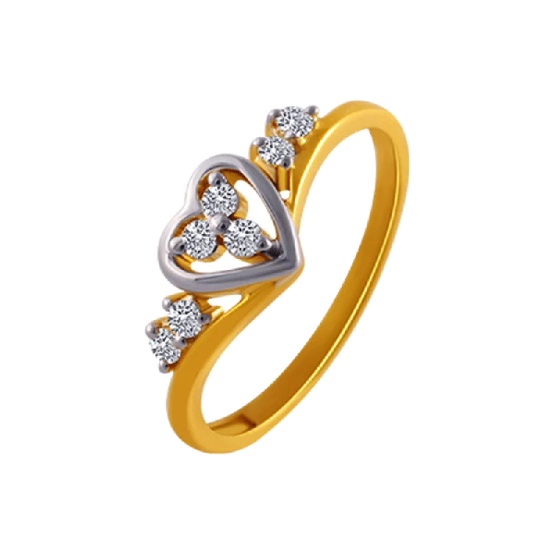 women’s chunky fashion rings-14KT (585) Yellow Gold And American Diamond Ring For Women