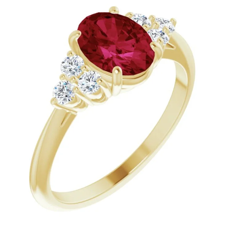 women’s silver wedding rings-14K Yellow Lab-Grown Ruby & 1/4 CTW Natural Diamond Ring