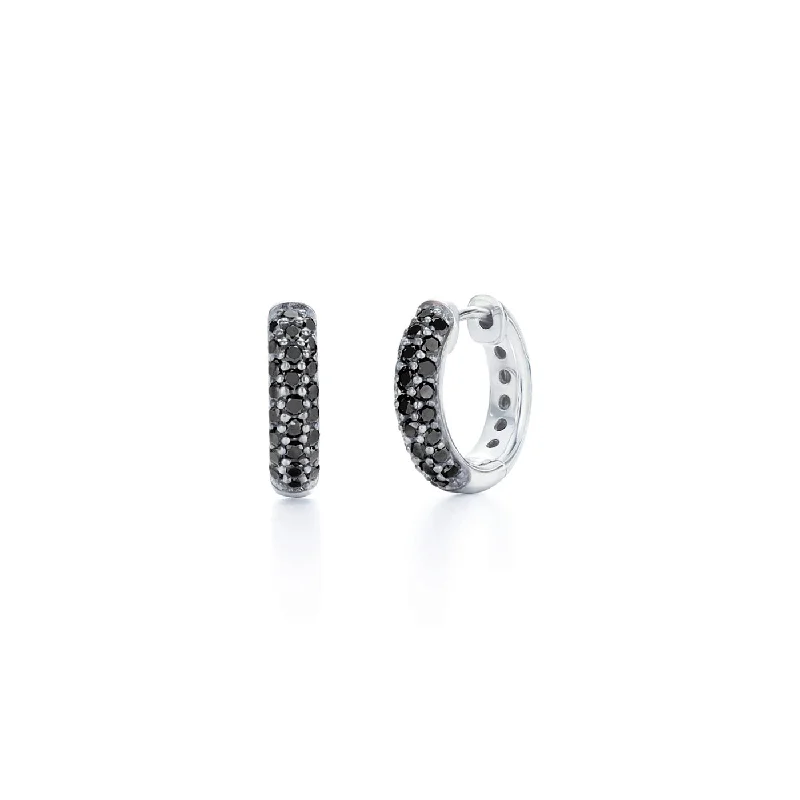 women’s matching earrings-KWIAT Moonlight Collection Pave Black Diamond Huggie Earring E-2453-0-DIA-18KW