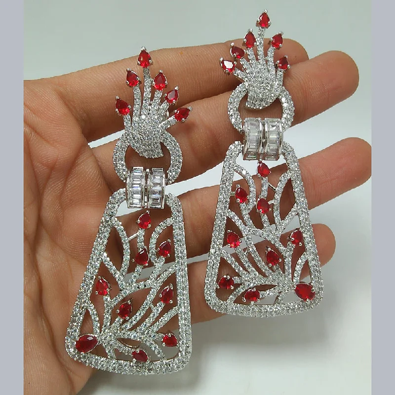 women’s colorful earrings-Manisha Jewellery Silver Plated AD Dangler Earrings