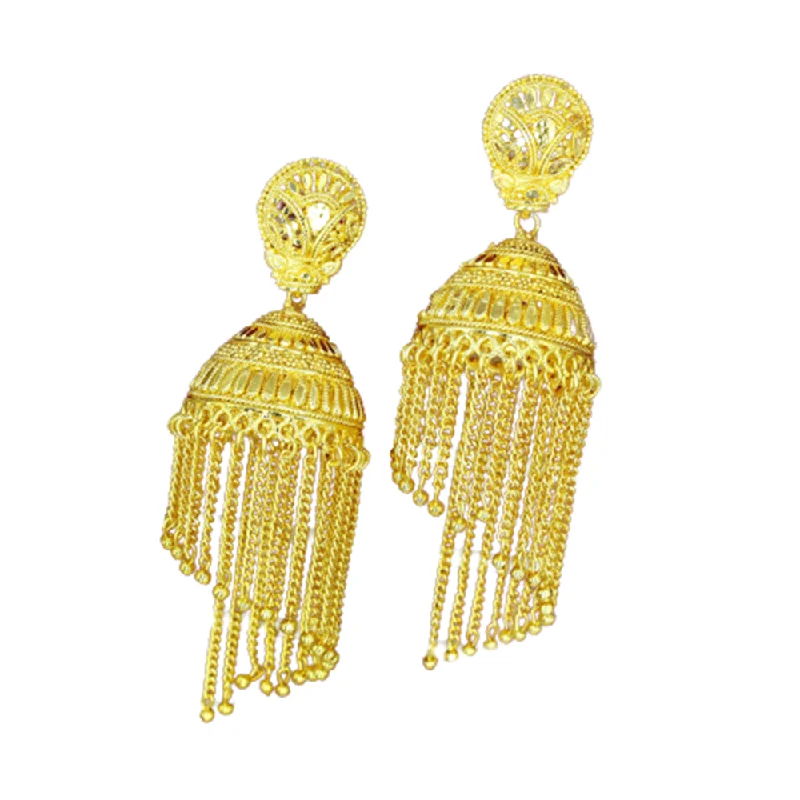 women’s luxury gemstone earrings-Mahavir Gold Plated Jhumki Earrings