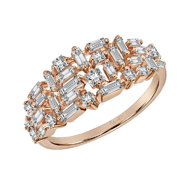 women’s designer rings-Uneek Diamond Ring with Baguette and Princess Diamonds