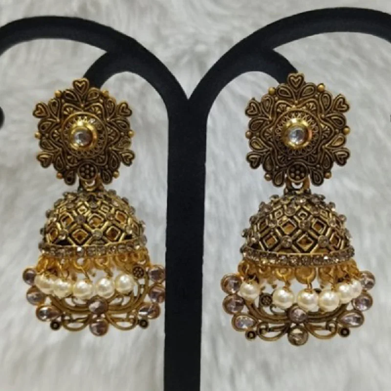 women’s hoop earrings-Infinity Jewels Gold Plated Austrian Stone Jhumki Earrings