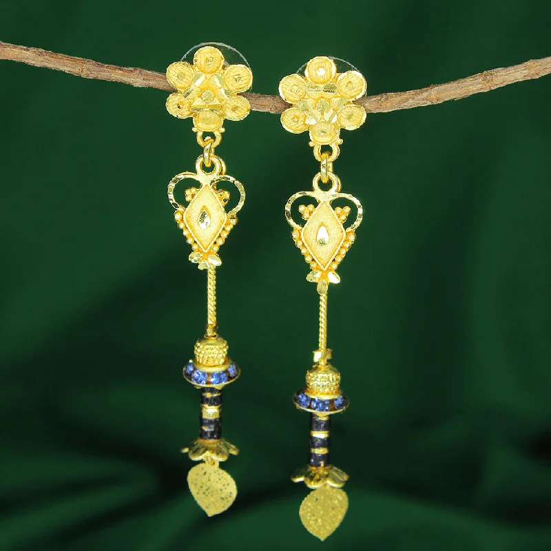 women’s diamond drop earrings-Mahavir Dye Gold Plated Dangler Earrings