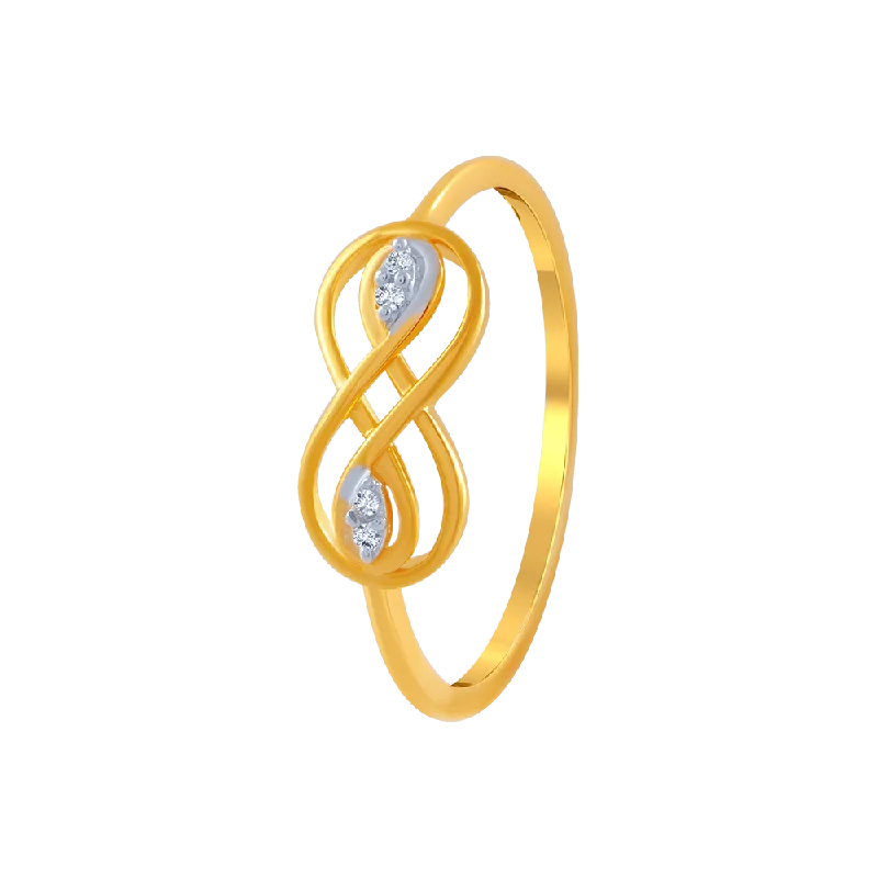 women’s trendy rings-14KT (585) Yellow Gold And American Diamond Ring For Women