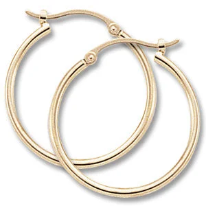 women’s trendy earrings-1.5x20mm Tube Hoop Earrings in 14K Yellow Gold