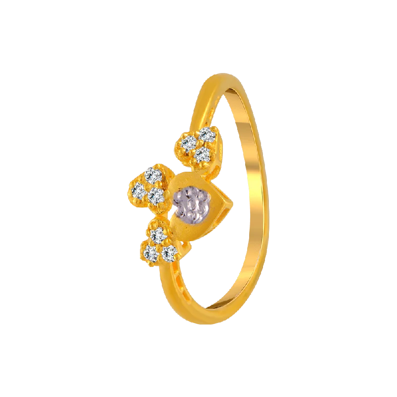 women’s gemstone rings-22KT Yellow Gold And American Diamond Ring For Women