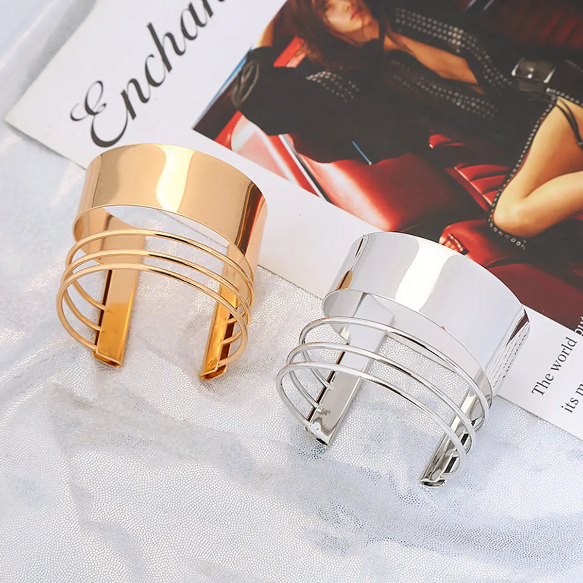 women’s statement bracelets-Fashion Personality Metal Bracelet Punk Street Shooting Open Bracelet Hollow Simple Jewelry