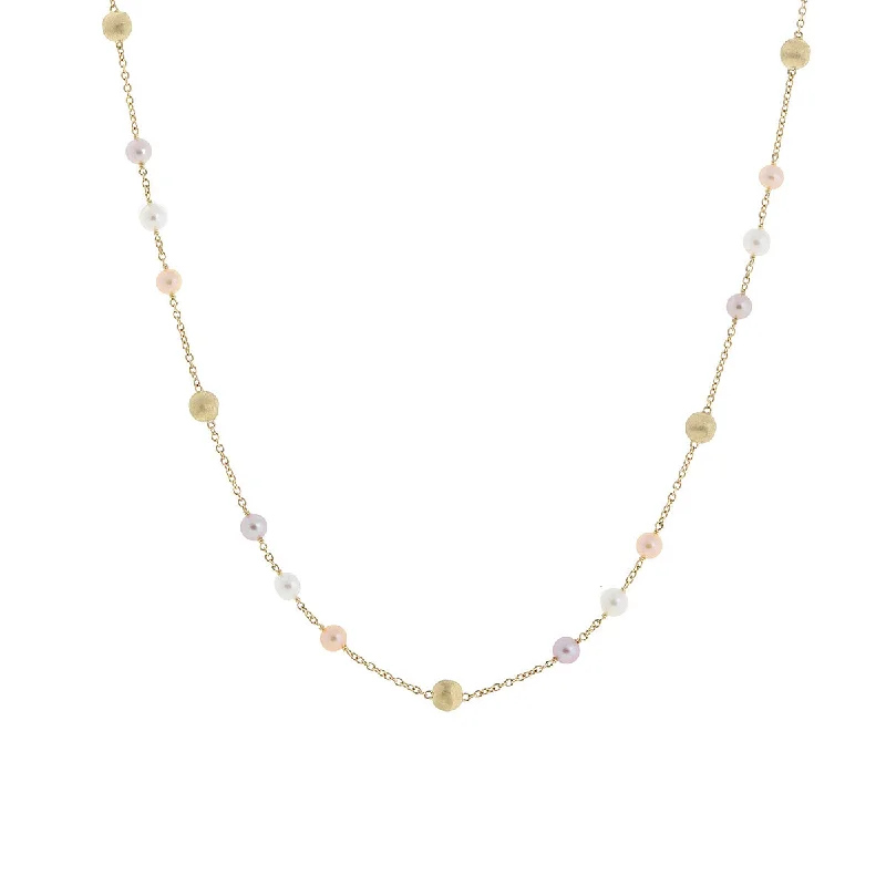 women’s personalized diamond necklaces-women’s personalized diamond necklaces-18K Yellow Gold and Pearl Short Necklace