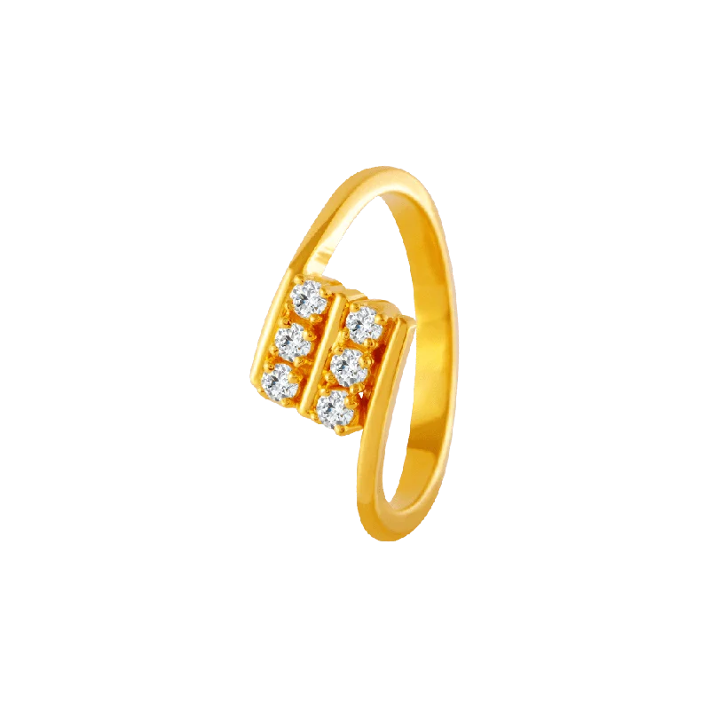 women’s oval rings-22KT Yellow Gold And American Diamond Ring For Women