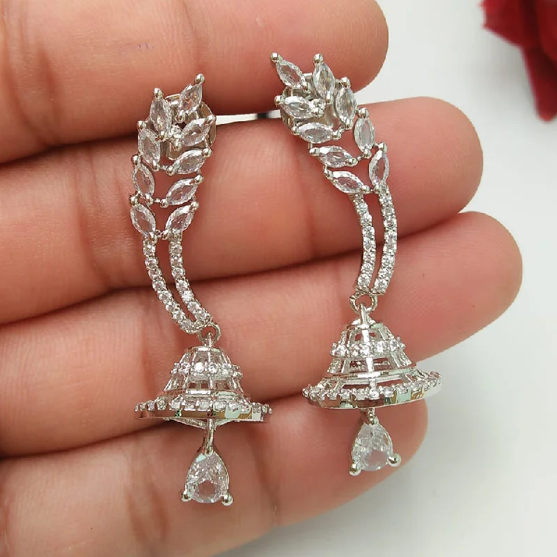 women’s diamond stud earrings-Pooja Bangles Silver Plated Austrian Stone Dangler Earrings