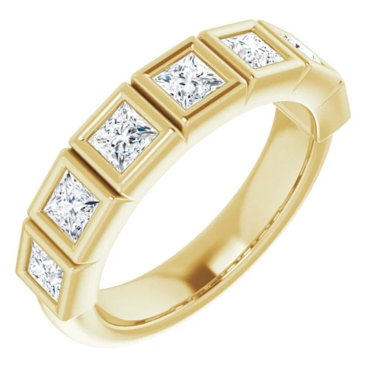 women’s geometric rings-women’s geometric rings-14K Yellow 1 1/8 CTW Natural Diamond Anniversary Band