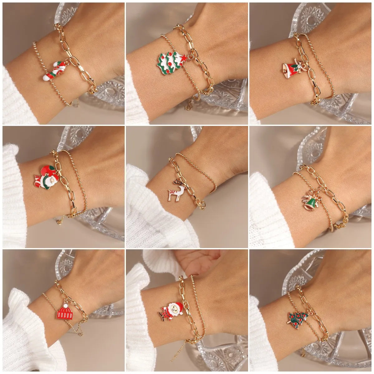 women’s gemstone bracelets-Fashion Christmas Tree Santa Claus Elk Alloy Women's Bracelets 1 Piece