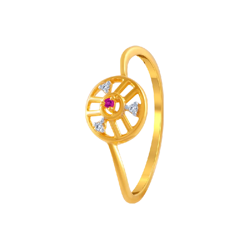 women’s heart-shaped engagement rings-14KT (585) Yellow Gold And American Diamond Ring For Women