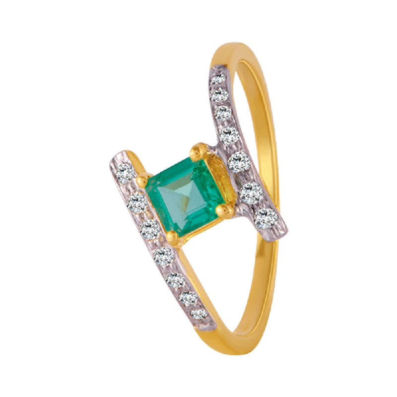 women’s trendy rings-18KT (750) Yellow Gold And Diamond Ring For Women