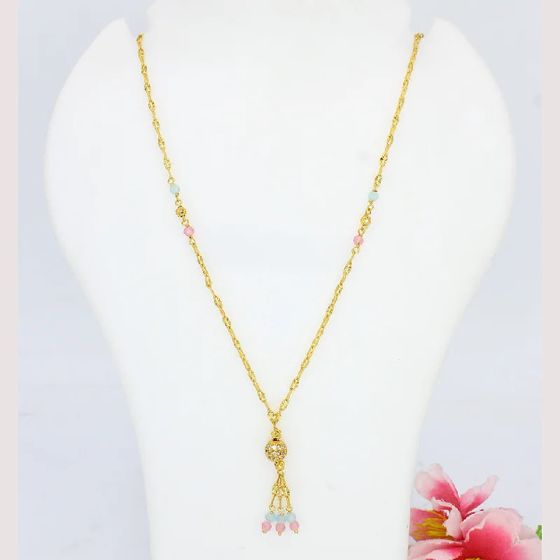 women’s gemstone necklaces-women’s gemstone necklaces-Mahavir Gold Plated Necklace (Assorted Design)