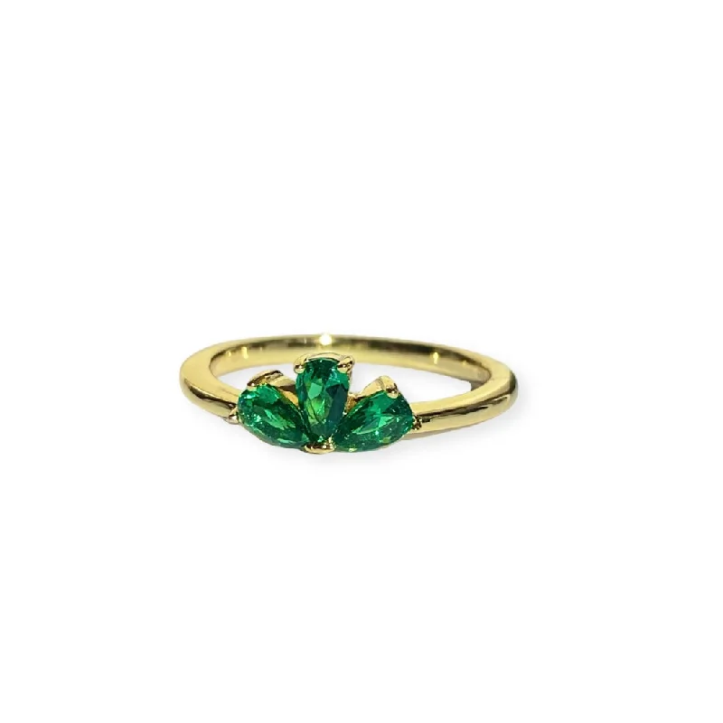 women’s statement rings-women’s statement rings-Geovana Emerald Teardrop Cluster Ring