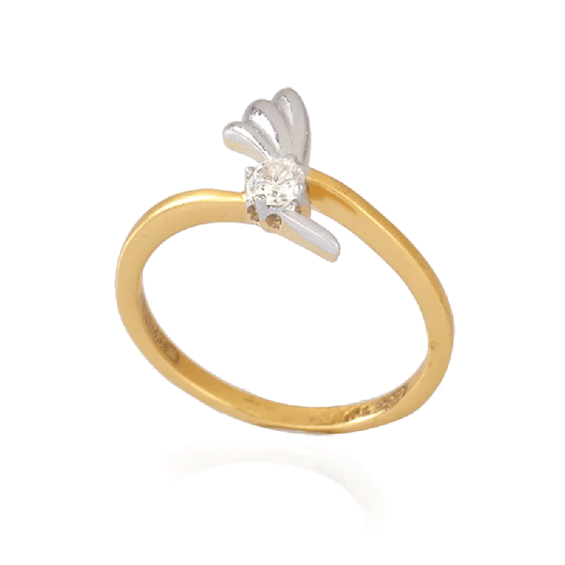 women’s plain gold rings-18KT (750) Yellow Gold And Diamond Ring For Women