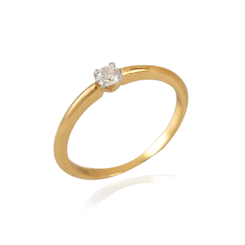 women’s unique gemstone rings-18KT (750) Yellow Gold And Diamond Ring For Women