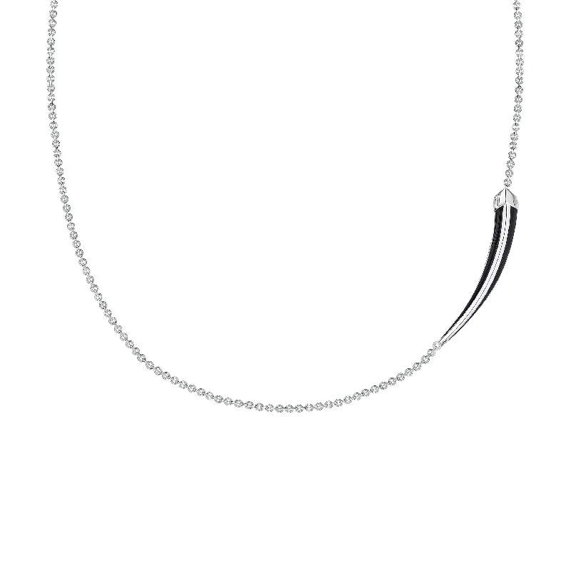 women’s cubic zirconia necklaces-women’s cubic zirconia necklaces-Sabre Deco Small Necklace - Silver & Black Ceramic