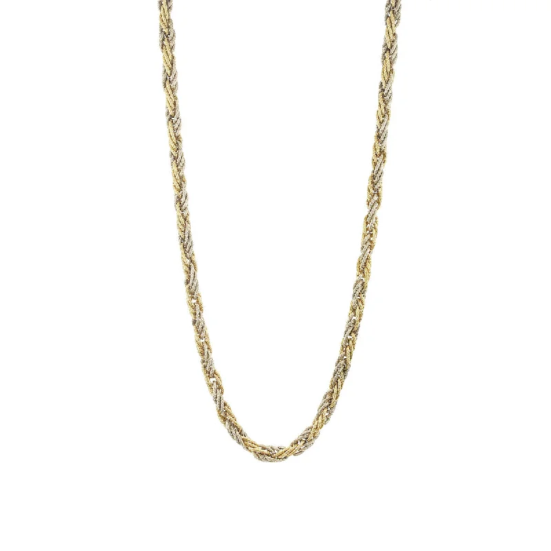 women’s infinity necklaces-women’s infinity necklaces-18K Yellow and White Gold Italian Rope Necklace