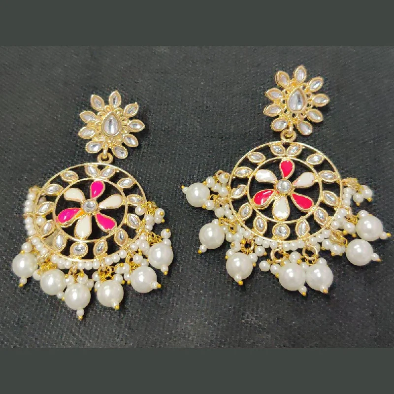 women’s personalized earrings-Shreeji Gold Plated Crystal Stone Dangler Earrings