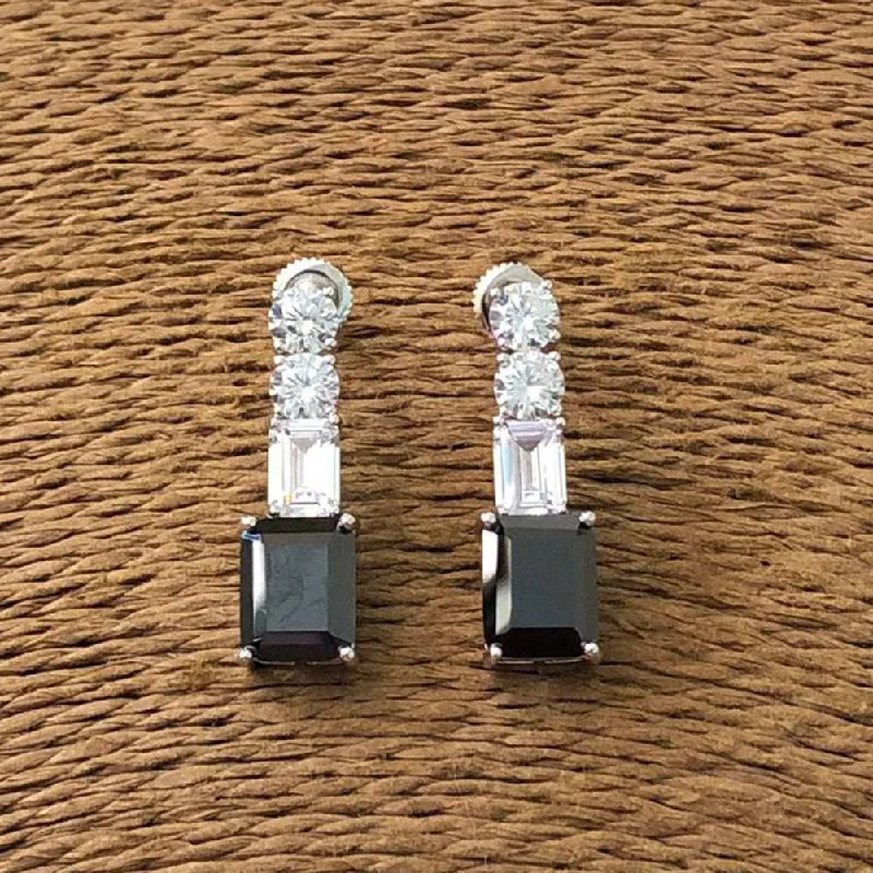 women’s geometric earrings-JewelTreetz Silver Plated CZ Diamond earrings