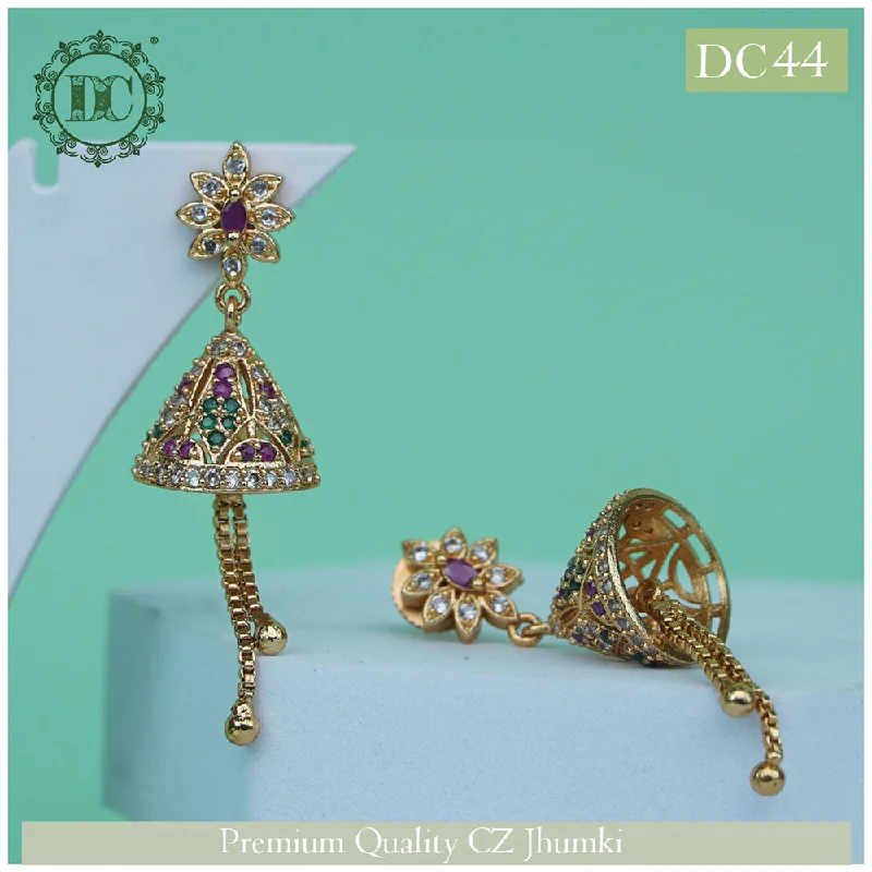 women’s blue gemstone earrings-Diksha Collection Gold Plated Jhumki Earrings