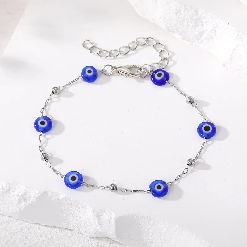 2# Silver Dark Blue Eye Bracelet