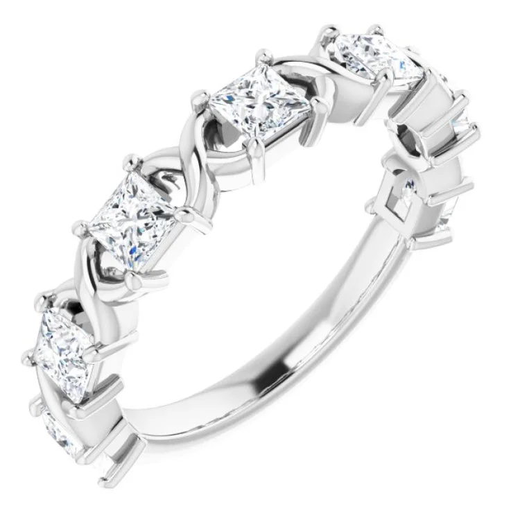 women’s titanium rings-women’s titanium rings-14K White 1 1/8 CTW Natural Diamond Anniversary Band