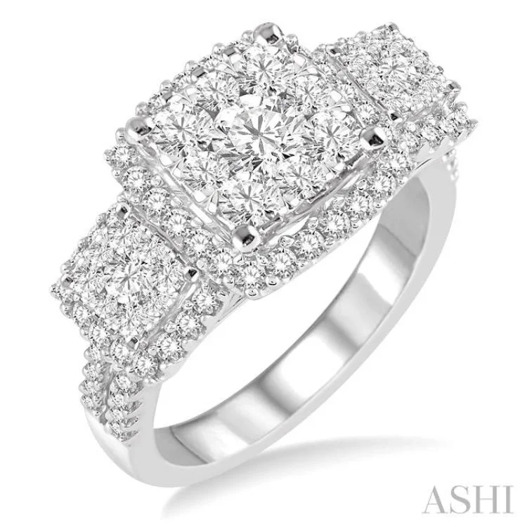 women’s oval rings-women’s oval rings-1 3/8 Ctw Diamond Lovebright Ring in 14K White Gold