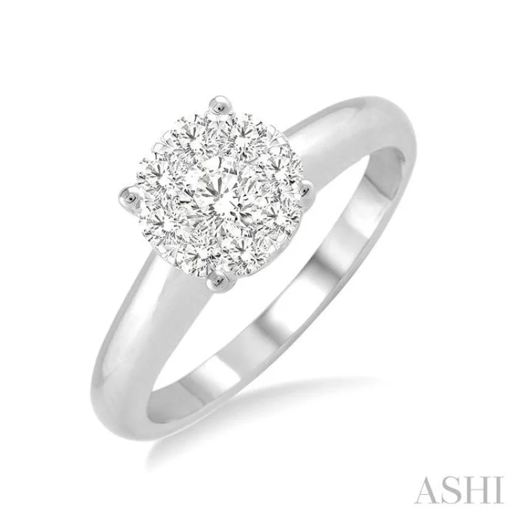 women’s birthstone rings-1/8 Ctw Lovebright Round Cut Diamond Ring in 14K White Gold