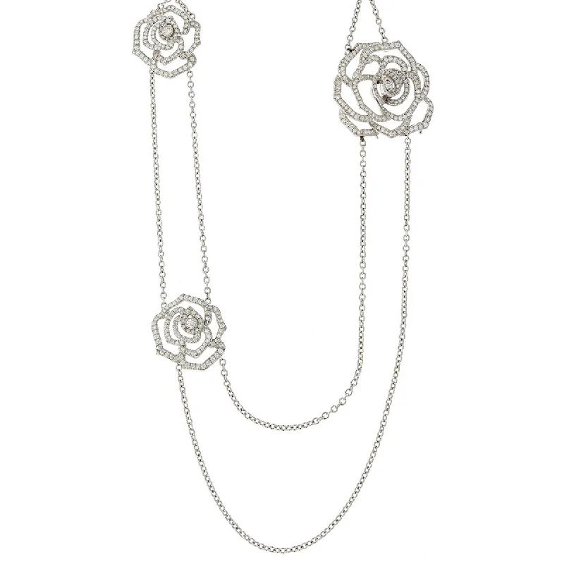 women’s gold chain necklaces-women’s gold chain necklaces-18K White Gold Rose Necklace