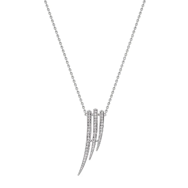 women’s vintage necklaces-women’s vintage necklaces-Armis Cascade Necklace - 18ct White Gold & Diamond Pavé