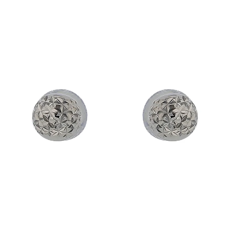 women’s geometric earrings-Lunar Textured Stud Earrings in Platinum, 4.3mm