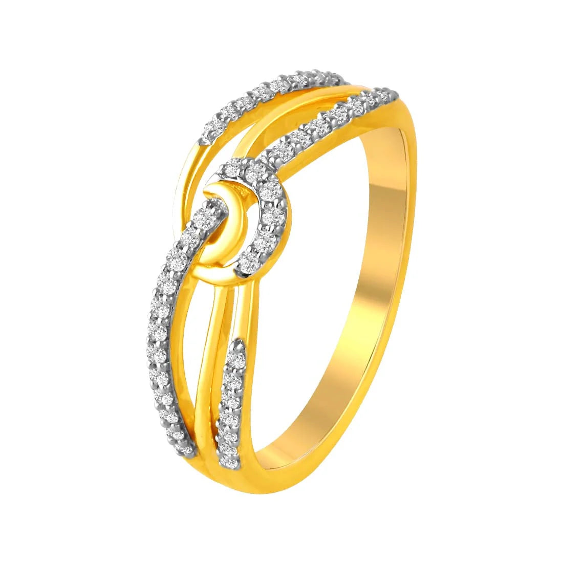 women’s platinum rings-14K Diamond Ring With Intertwined Bands