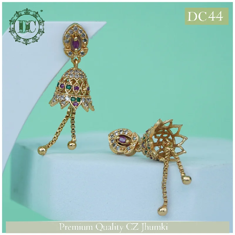 women’s multi-layered earrings-Diksha Collection Gold Plated Jhumki Earrings