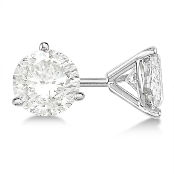 women’s radiant earrings-14K WHITE GOLD 2 ROUND DIAMONDS=1.50CT  3 PRONG STUD EARRINGS