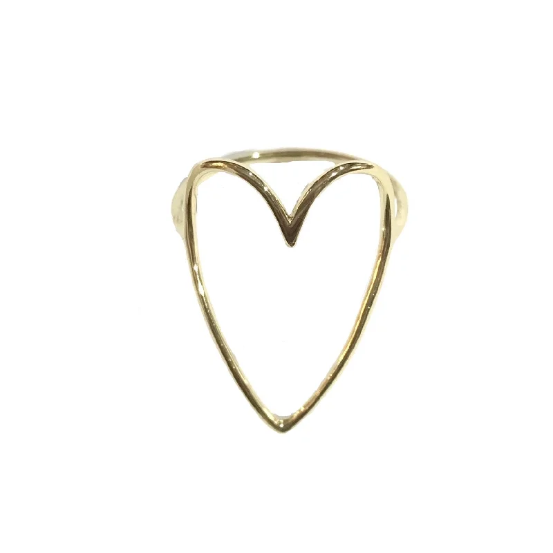 women’s solitaire rings-women’s solitaire rings-Heart Outline Ring