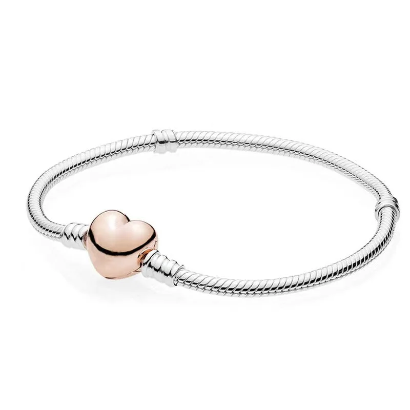 Logo Rose Gold Heart-Shaped Bracelet 18#