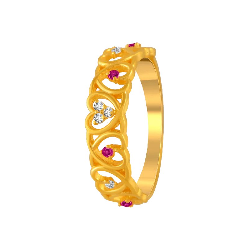 women’s halo rings-22KT Yellow Gold And American Diamond Ring For Women